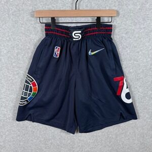 Nike Philadelphia 76ers City Edition Shorts Navy Blue NBA 75th Anniversary Sz 34